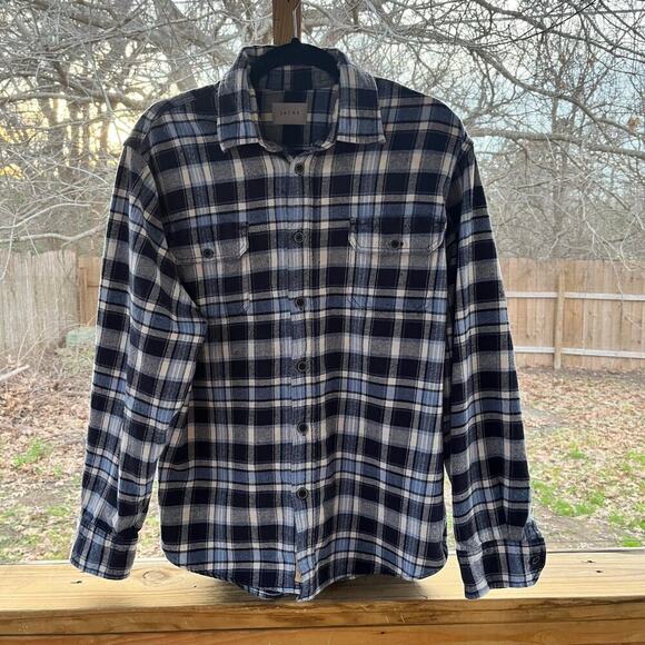 Jachs Men's Blue Plaid Flannel Long Sleeve Button Down Shirt Size L - Picture 1 of 9